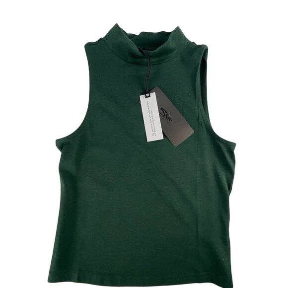 Silver Jeans Co. Dark Green Mock Neck Sleeveless Tank Top Size XS NWT - Picture 1 of 6
